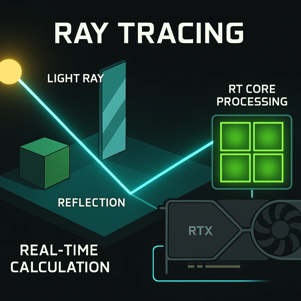 A visual demonstrating the difference in screen quality and frame rate when DLSS is enabled on an RTX graphics card.