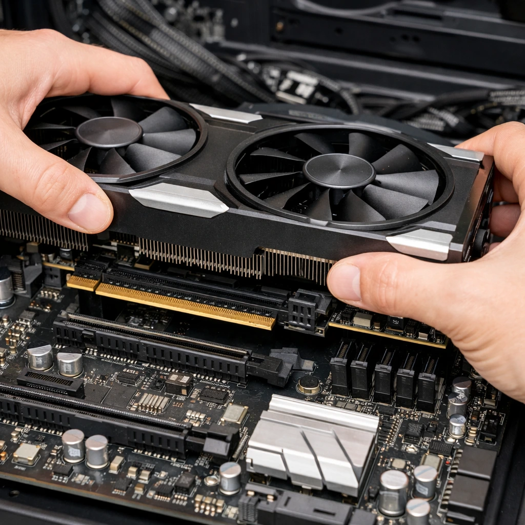 Installing a new graphics card into a motherboard PCIe slot