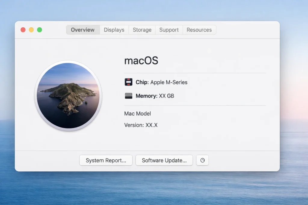 MacOS About This Mac screen displaying Apple Silicon chip details
