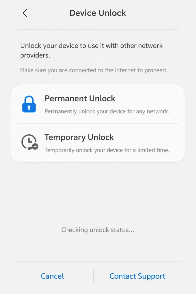 Samsung Galaxy network unlock settings menu