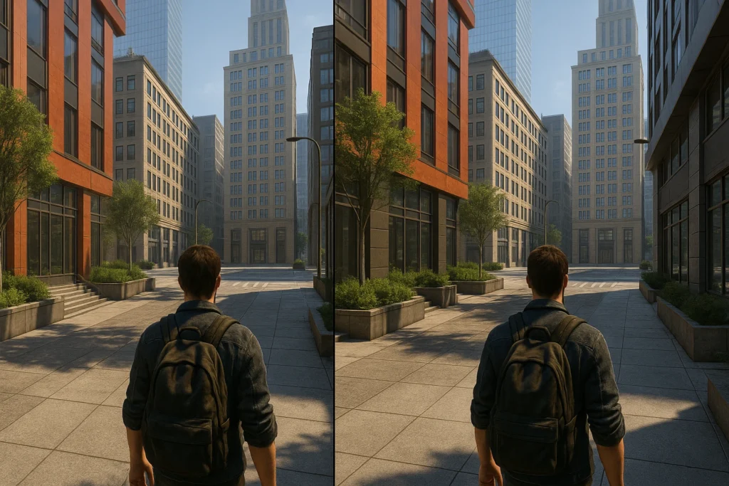 Screenshot demonstrating the visual difference using FidelityFX Super Resolution (FSR) enabled.