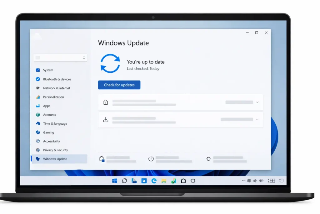 Windows Update settings screen on a modern laptop