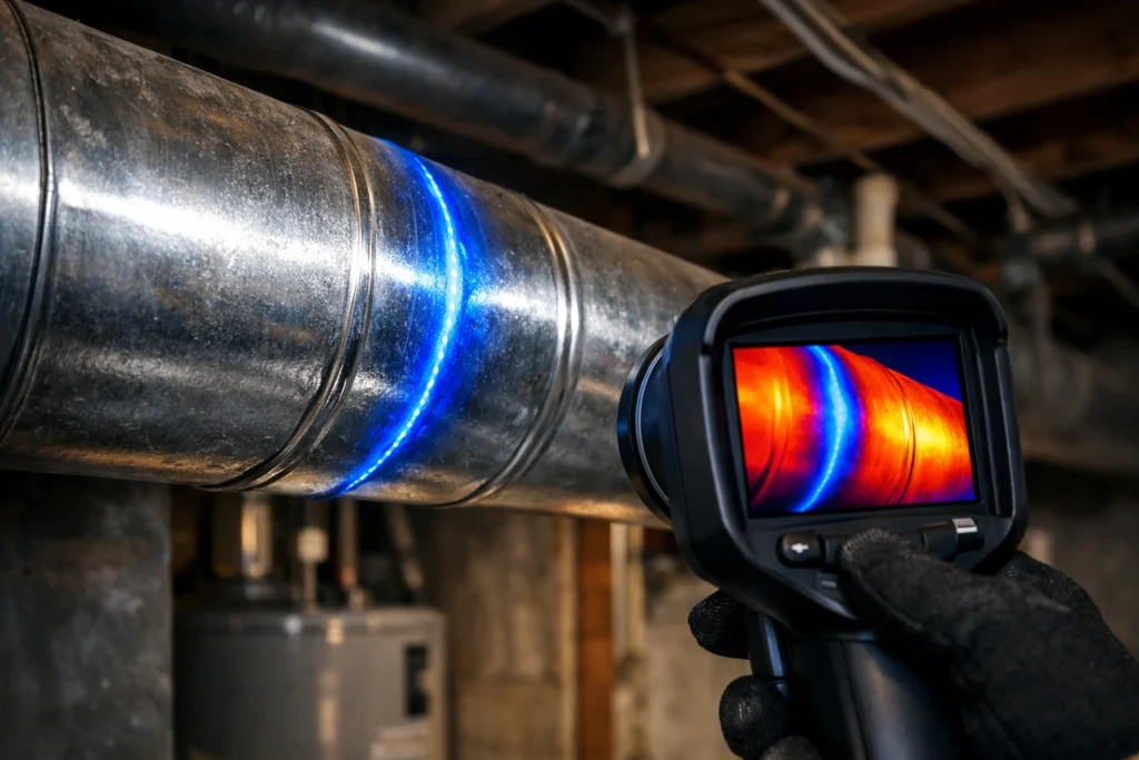 HVAC duct leak TOPDON TC004 energy audit