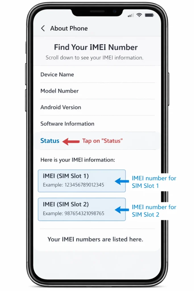 IMEI number location on Android device for carrier unlock verification