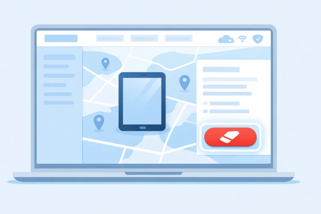 Samsung Find My Mobile erase device remote reset screen