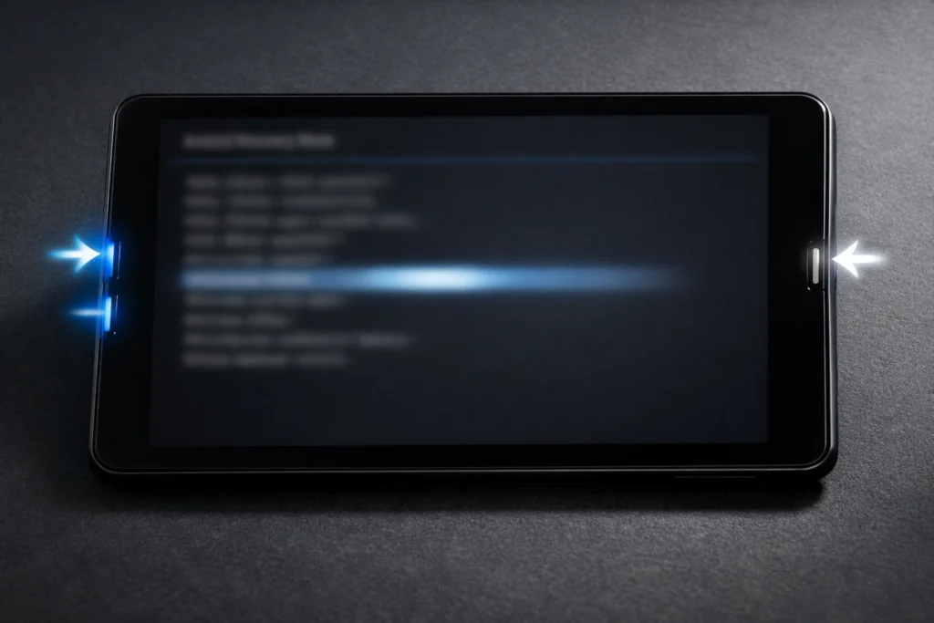 Samsung tablet recovery mode wipe data factory reset screen buttons