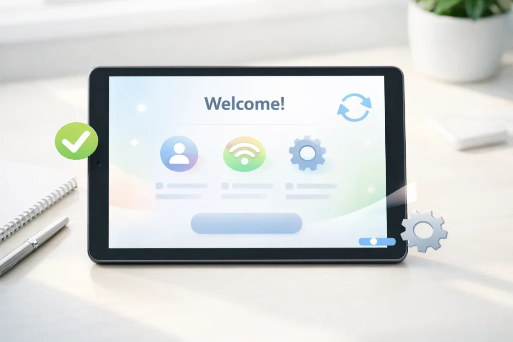 Samsung tablet welcome setup screen after factory reset