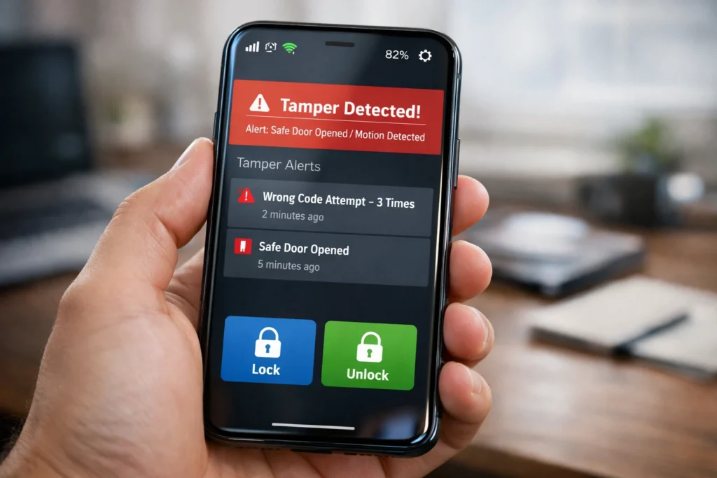 Yale smart safe with mobile app tamper notifications.