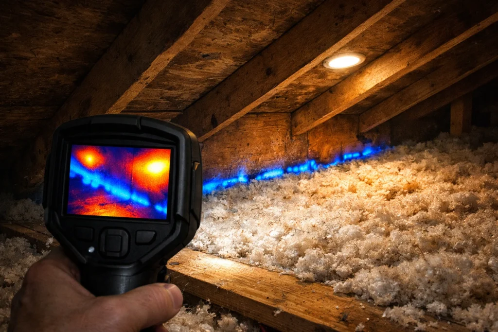 best thermal camera for home energy audit TOPDON TC004 attic scan