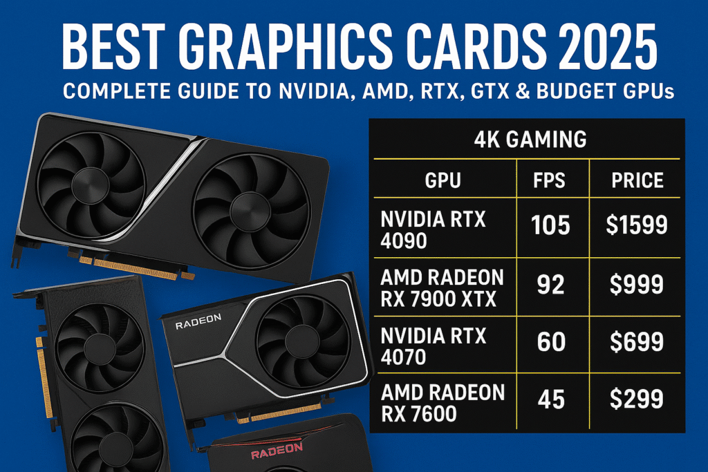 A selection of the best graphics cards 2025, highlighting their advanced features