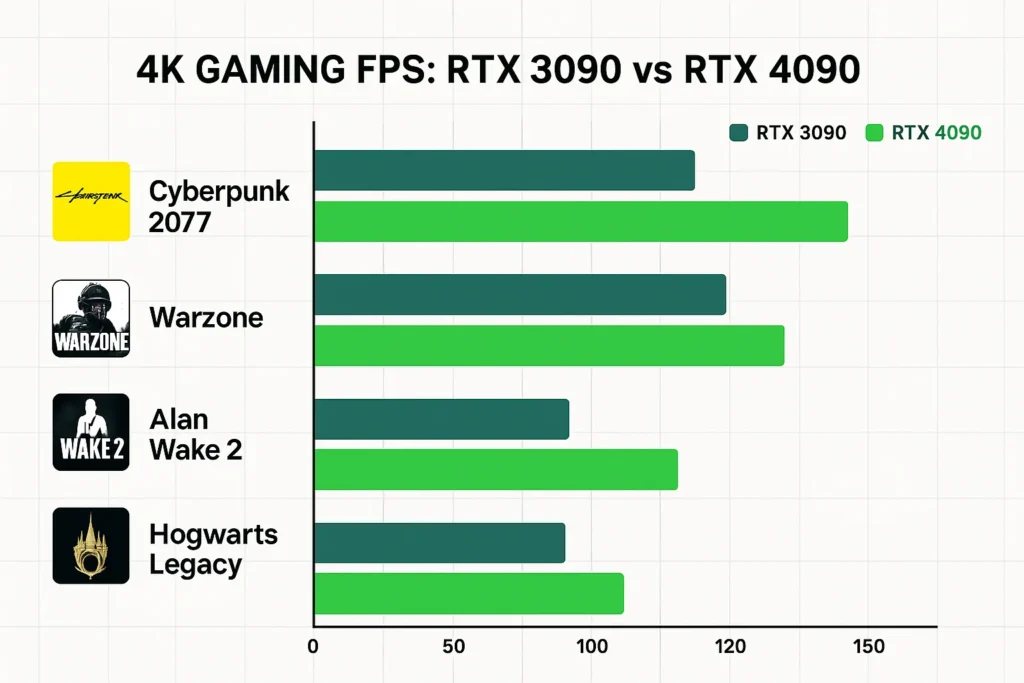 4K gaming FPS comparison chart showing Ampere vs Ada Lovelace performance