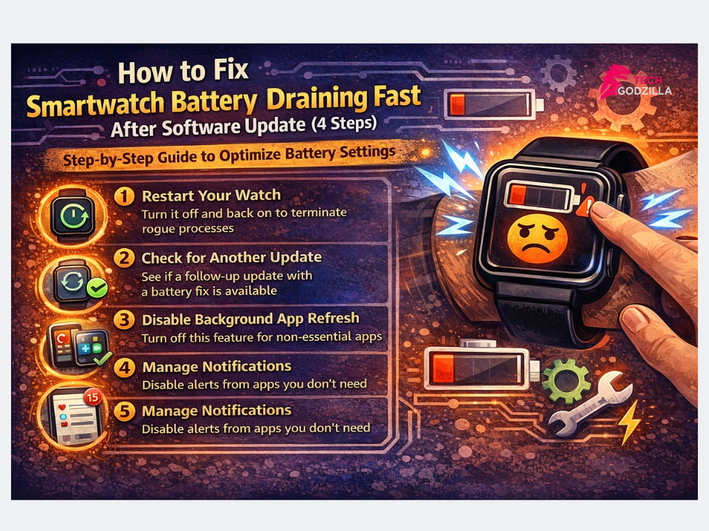 Samsung Galaxy Watch smartwatch battery draining fast after software update solutions