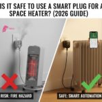 Comparison of a dangerous setup vs a safe smart plug for space heater automation.