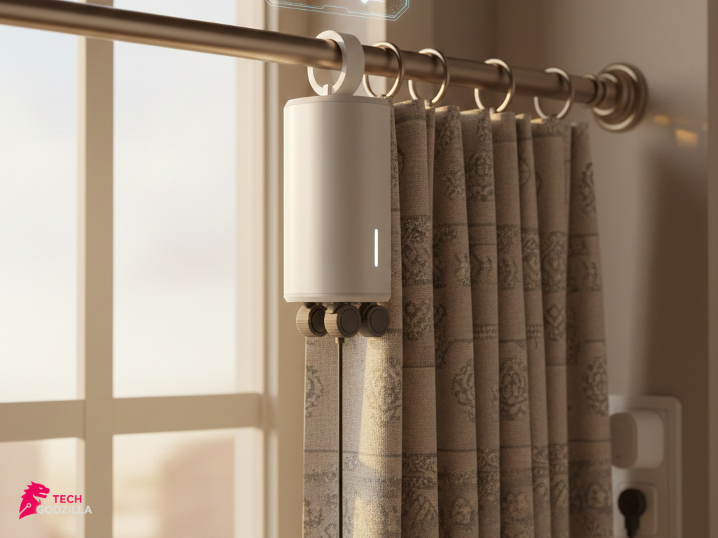 "SwitchBot retrofit smart curtain opener in action"